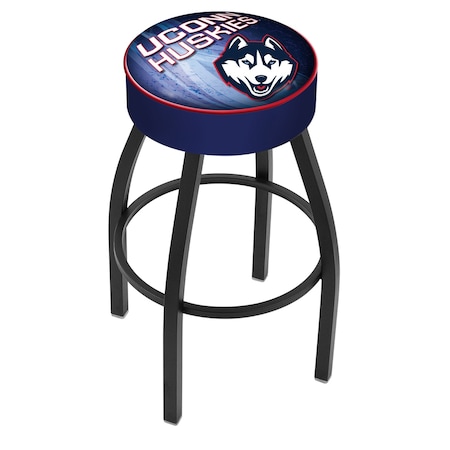 Holland Bar Stool Co 30" 4" Connecticut Cushion Seat, Blk Wrinkle Base Swivel Bar Stool L8B130ConnUn-D2